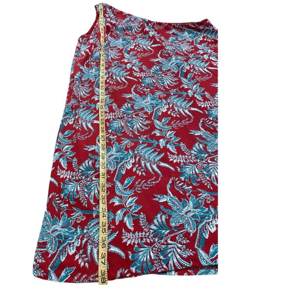 Loft One Shouldered Red Floral Dress Size Large - Picture 15 of 15
